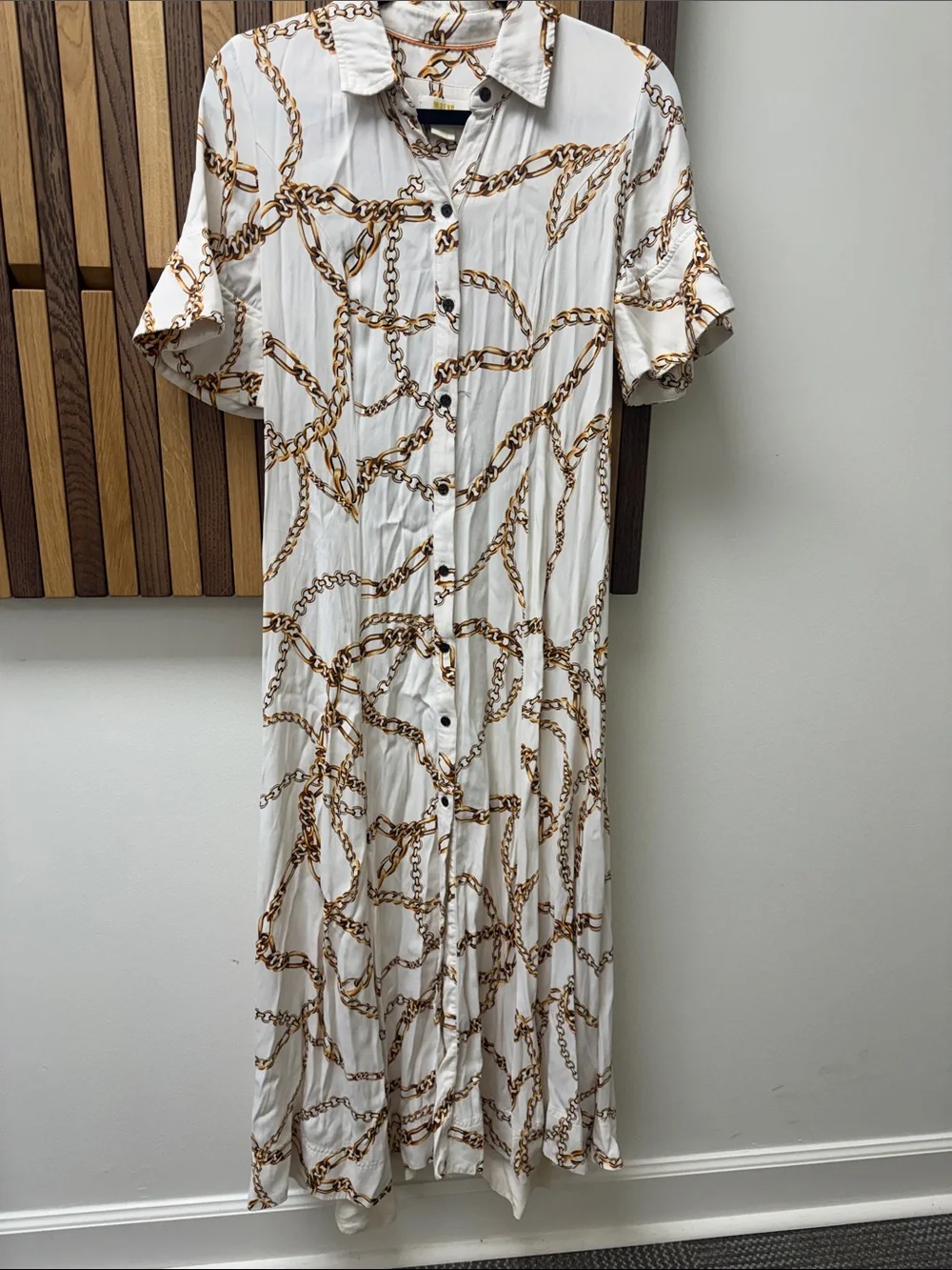 Anthropologie Maeve Gold Chain Maxi Shirt Dress, size S - Picture 2 of 5